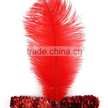Feather flapper headband sequin hairband dance costume accessory