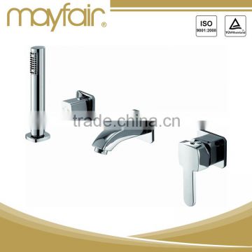 In-wall stainless steel dual handle four hole bath shower set