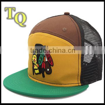 design hot sell patchwork Indian short brim mesh baseball cap