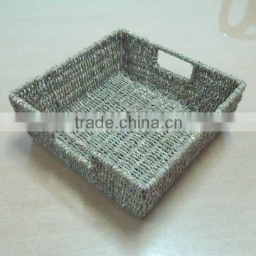 Cut-out handles square grass basket