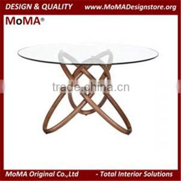 MA-SD30 Wooden Round Dining Table, Glass Top Table