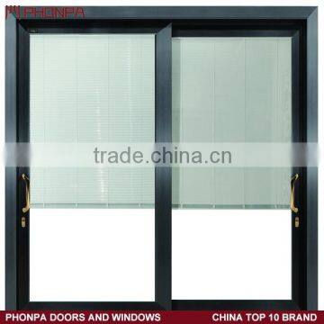 Power coating aluminum frame 5mm thickness tempered glass sliding door