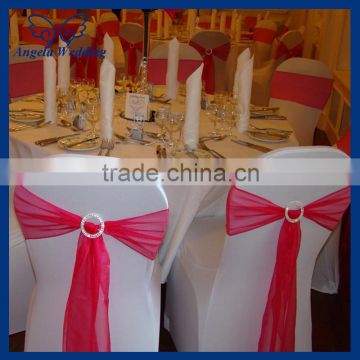 SH019A Elegant Wholesale fancy cheap wedding organza tie red wedding chair brooch sash rhinestone ribbon buckle