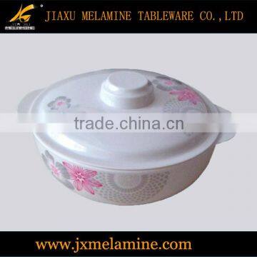 melamine ware serving handle bowl w/lid