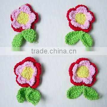 hand crochet flowers and leaves