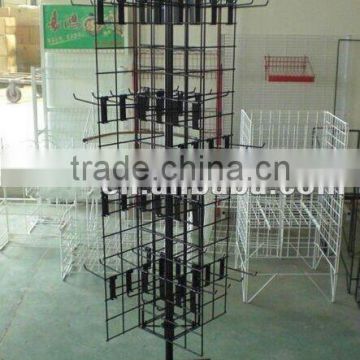 4-Sided Metal Floor Spinner Display Stand with Wire Sign Holder Top-selling