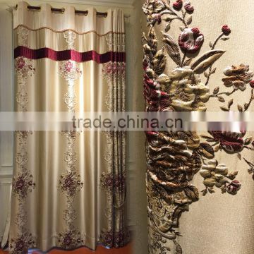 M-865 Luxury European style living room bedroom beige curtains shade American luxury jacquard curtains