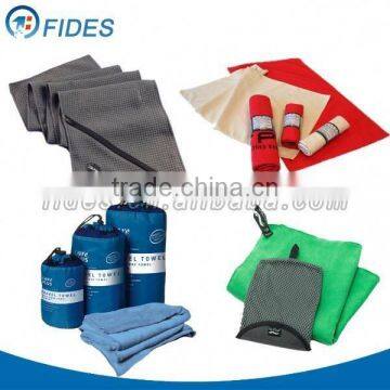 nano 70 polyester 30 polyamide microfiber travel towel with mesh bag