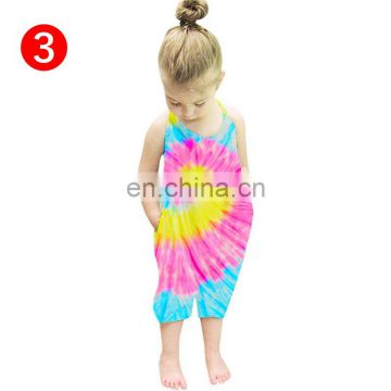 Wholesale summer tie dye overall children boutique girl romper