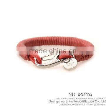 Good quality Genuine leather braided bracelet custom metal bracelets XE09-0001