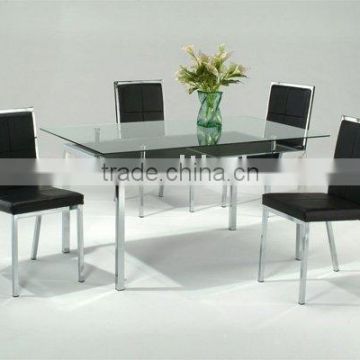 Modern Dining Set/ Dining Table with Metal Legs and Black Sofa Chair