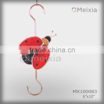 MX100083 decorative stained glass ladybug decoration metal hanging hook