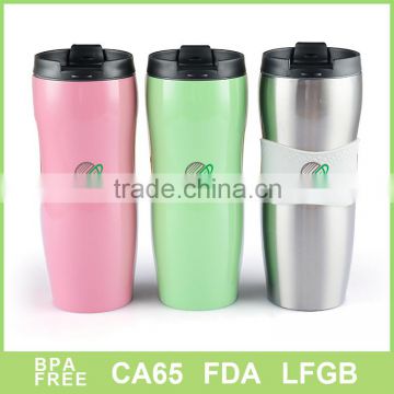 colorful double wall stainless steel water mug with lid