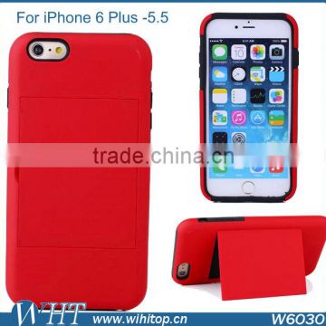 Candy Color Hybrid TPU/PC Case For iPhone 6 Plus, Hard Case ID Credit Card Holder For iPhone 6 Plus 5.5" (2014 Version)