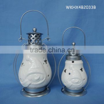 White ceramic led mini lantern wedding favors