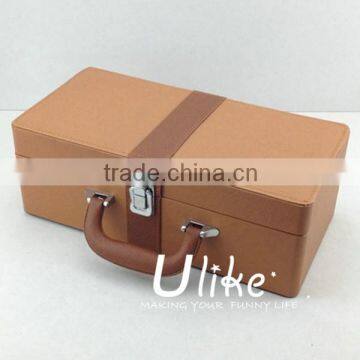 popular Leather beverage packing box luxury gift box packaging red wine package packaging box