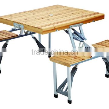 portable folding wood picnic table and chairs set, wooden picnic table and bench