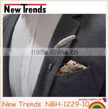 New design men alloy leaf lapel pin for suits, leave brooch