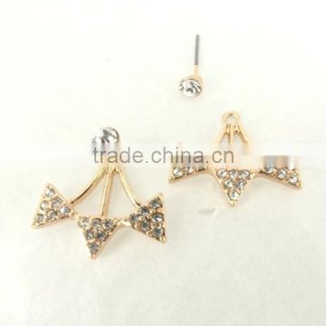 Hot New Product For 2015 Sterling Silver Triangle Ear Jackets, 925 Silver Triangle Double Side Stud Earring