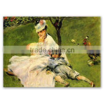 Camille Monet and Her Son Jean in the Garden at Argenteuil handmade art replica monet oil painting