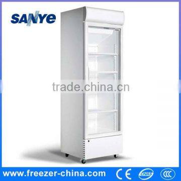Upright single glass door beverage display refrigerator