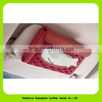 Custom promotion PU Leather car tissue box holder 16003