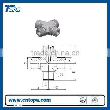 BE Metric Branch Tee male o-ring/female branch tee steel Hydraulic Adapters 3 way tee