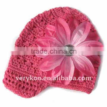 Baby Crochet Kufi Hats with a Tropical Lily Flower FCK-118640440-B