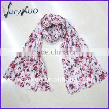 Popular Autumn Flower Printing Cotton Scarf (FCH-A11304)