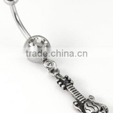 The violin & leopard 316L stainless steel navel rings with gem