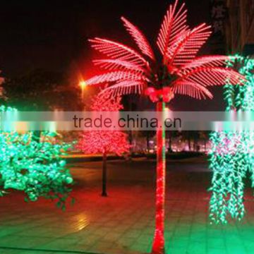 Home garden decorative 450cm Height outdoor artificial red flashing LED solar lighted up coconut palm trees EDS06 1404