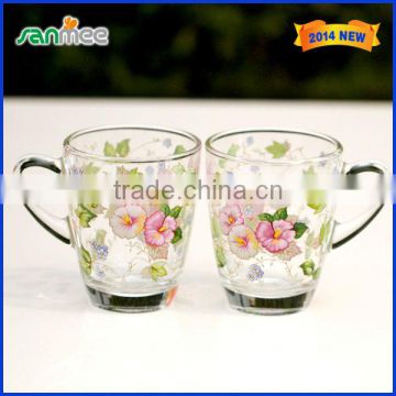 New Style Straight Colored Drinking Glass Cup With Handle