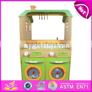 2017 New design grand double sided wooden kids kitchen play set W10C261