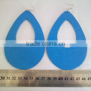 Teardrop Hook Earrings Large Wooden Dangle Earrings
