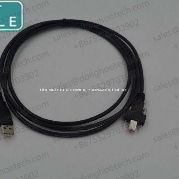 USB 2.0 Locking Cable Assemblies Type A Male to Type B Male with Screw Lock Secure Firm Connection 10fts Black