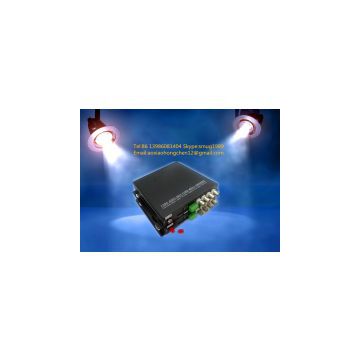 4CH HDCVI video audio fiber converter with black aluminum case