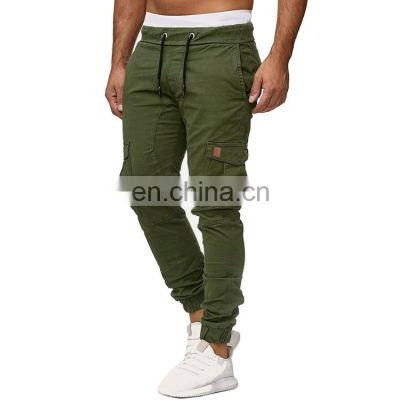 2021 Fashion Custom Made Cargo Pant Men Side Pockets Drawstring Tactical Pants