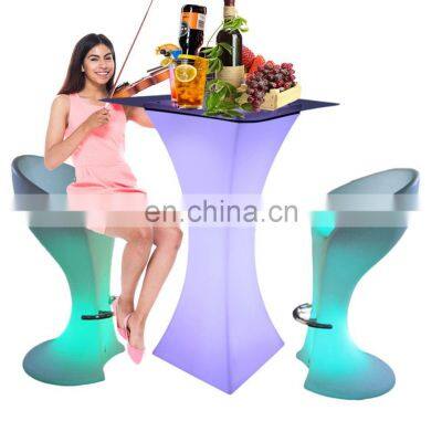 high gloss bar table/New design popRohsar furniture glowing cocktail table RGB color flashing table and chiars