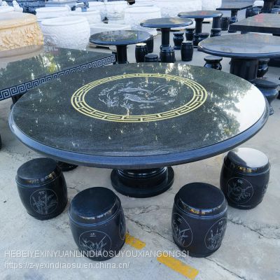 Marble round table, stone table, stone stool, garden landscape, stone carving decoration, various shapes, rest and dining table