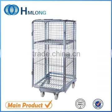 Folding factory direct metal rolling pallet cage