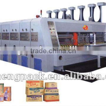 Automatic flexo 4 colors printing and slotting and rotary die cutting machine