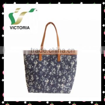 Flower Printed Canvas Tote Hand Bags