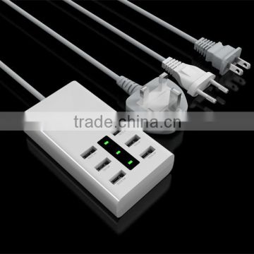New Brand Hot Selling 5V 7.2A Output USB Charger 6 Port USB Mobile Phone Charger