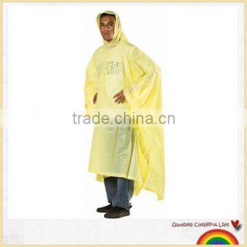 Outdoor plastic hooded rain poncho