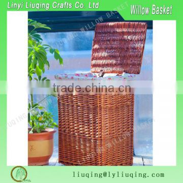 Set 3 large willow wicker laundry basket with lid with fabric liner