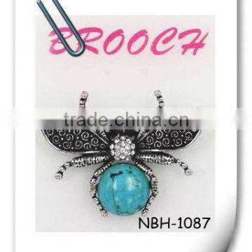 Fashion Elegant Spider Brooch With Crystal Stones and Turquoise