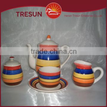 Cheap tea pots made in China 17pcs ceramic dinnerware stoneware handpainted tea set