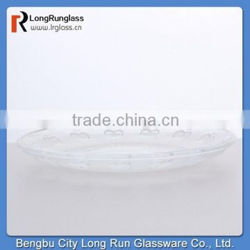 LongRun 2015 new design cystal glass fruit plate with apple pattern