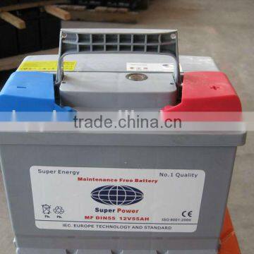 DIN55(12V/55AH) 55ah auto battery, EN standard.