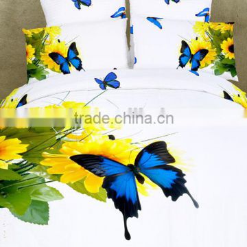 four six hot sale 3D sunflower reactive printing bed cover bed sheet pillowcase 6pcs bedding set